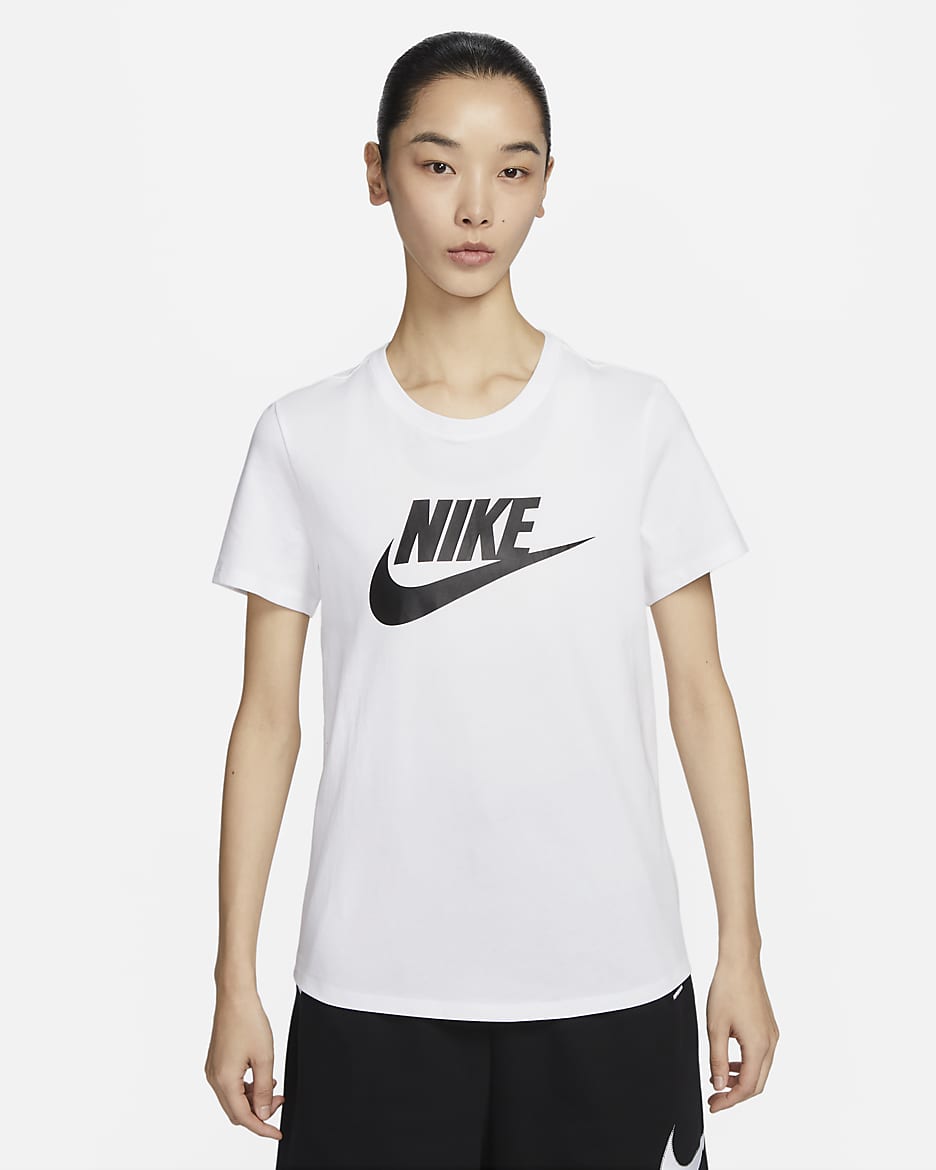 Nike Sportswear Essentials 女子印花T恤 - 白色/黑