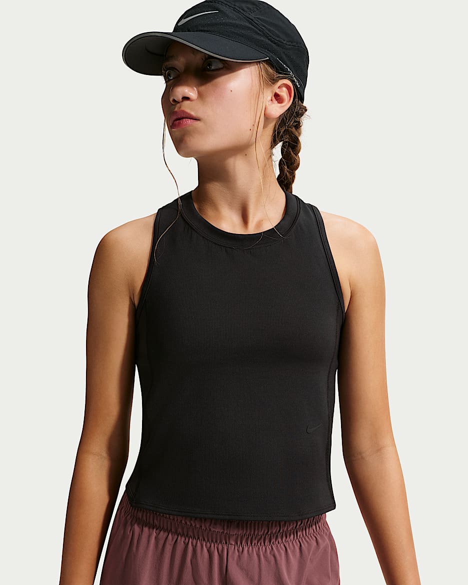 Nike MAVN Dri-FIT 耐克好动心系列大童（女孩）速干针织背心 - 黑/黑/黑