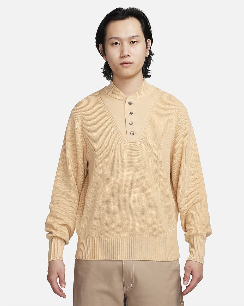 Nike Life Military Henley 男子长袖毛衣 - 芝麻棕