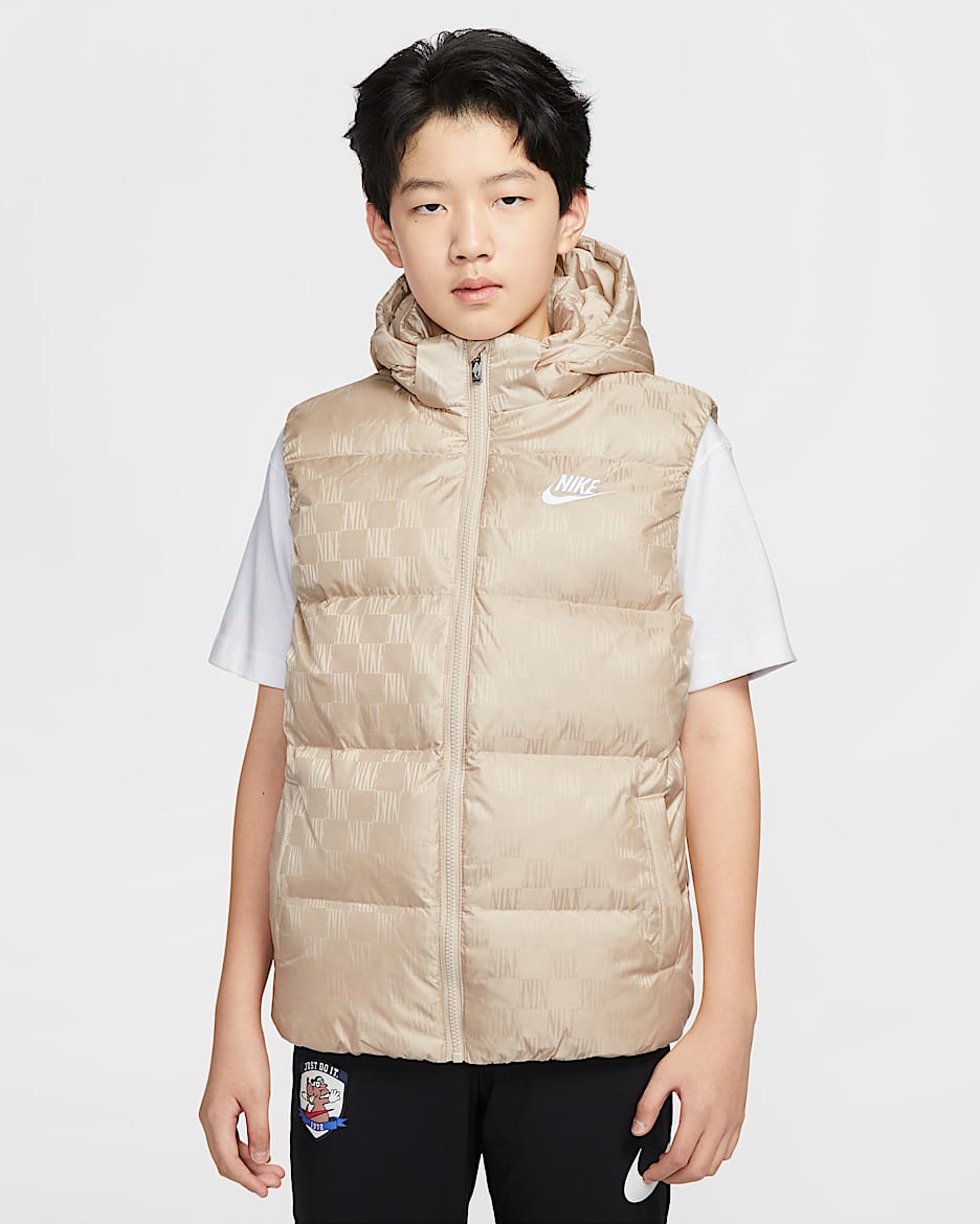 Nike 大童羽绒提花马甲 - 沙堆白