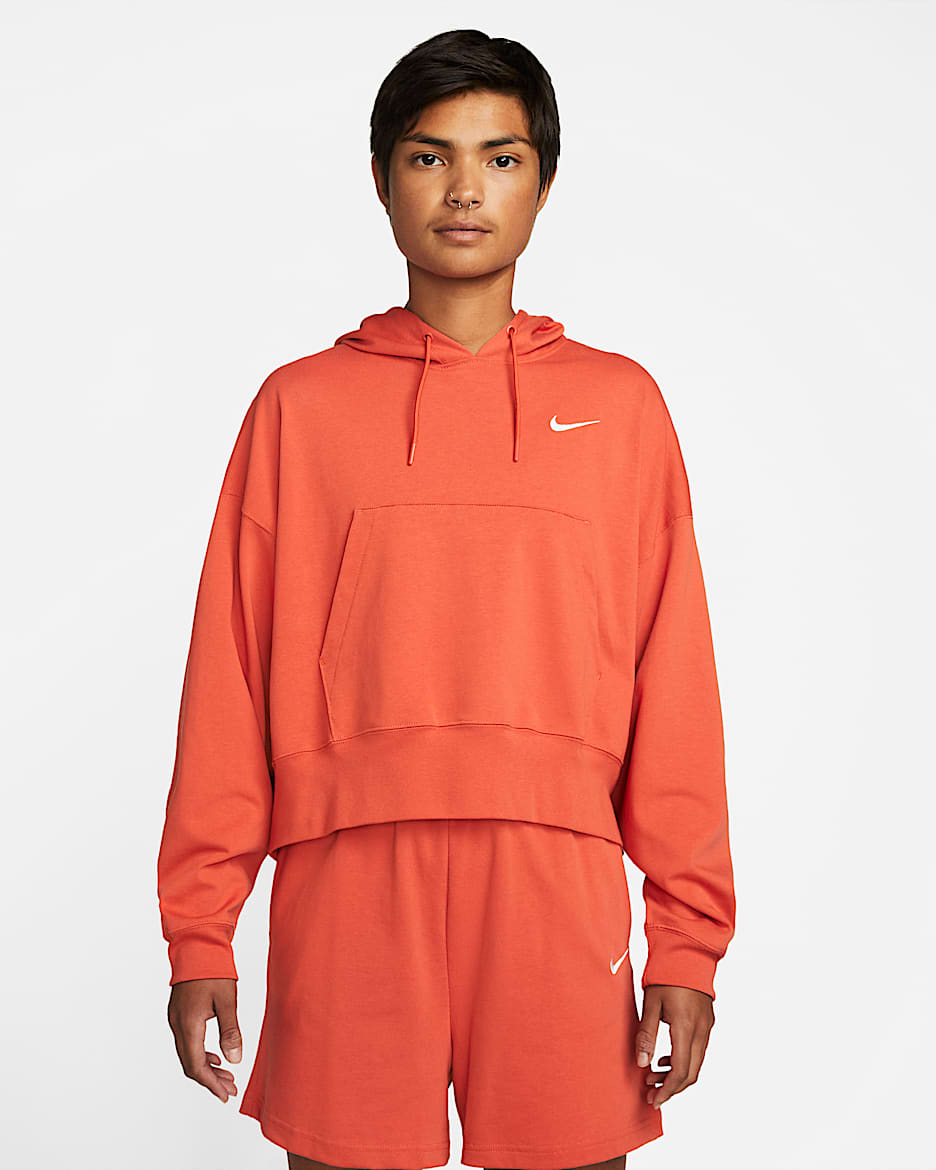 Nike Sportswear 女子 Oversize 风针织套头连帽衫 - 曼陀罗橙/白色