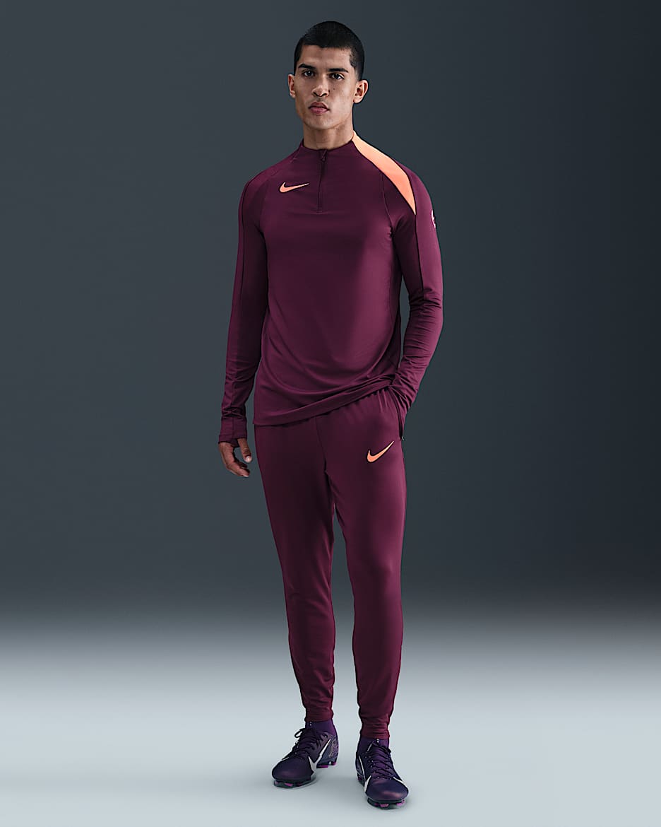 Nike Strike Dri-FIT 男子速干足球长裤 - 波尔多酒红色/波尔多酒红色/脉冲橙/脉冲橙