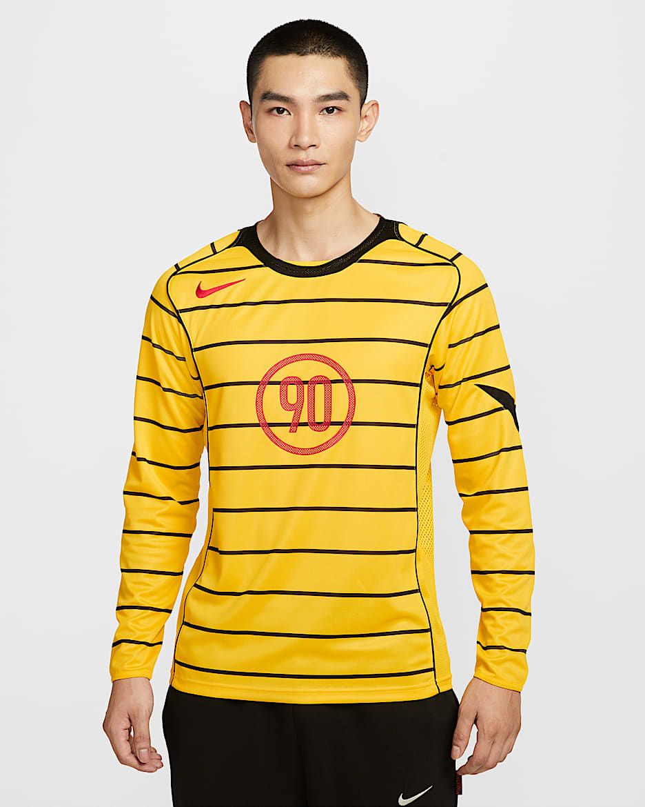 Nike Total 90 Dri-FIT 男子速干长袖足球上衣 - 旅行黄/黑/黑/运动红