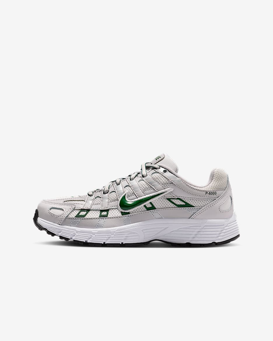 Nike P-6000 复古跑鞋风大童运动鞋 - 苍野灰/山峰白/金属银灰/冷杉绿