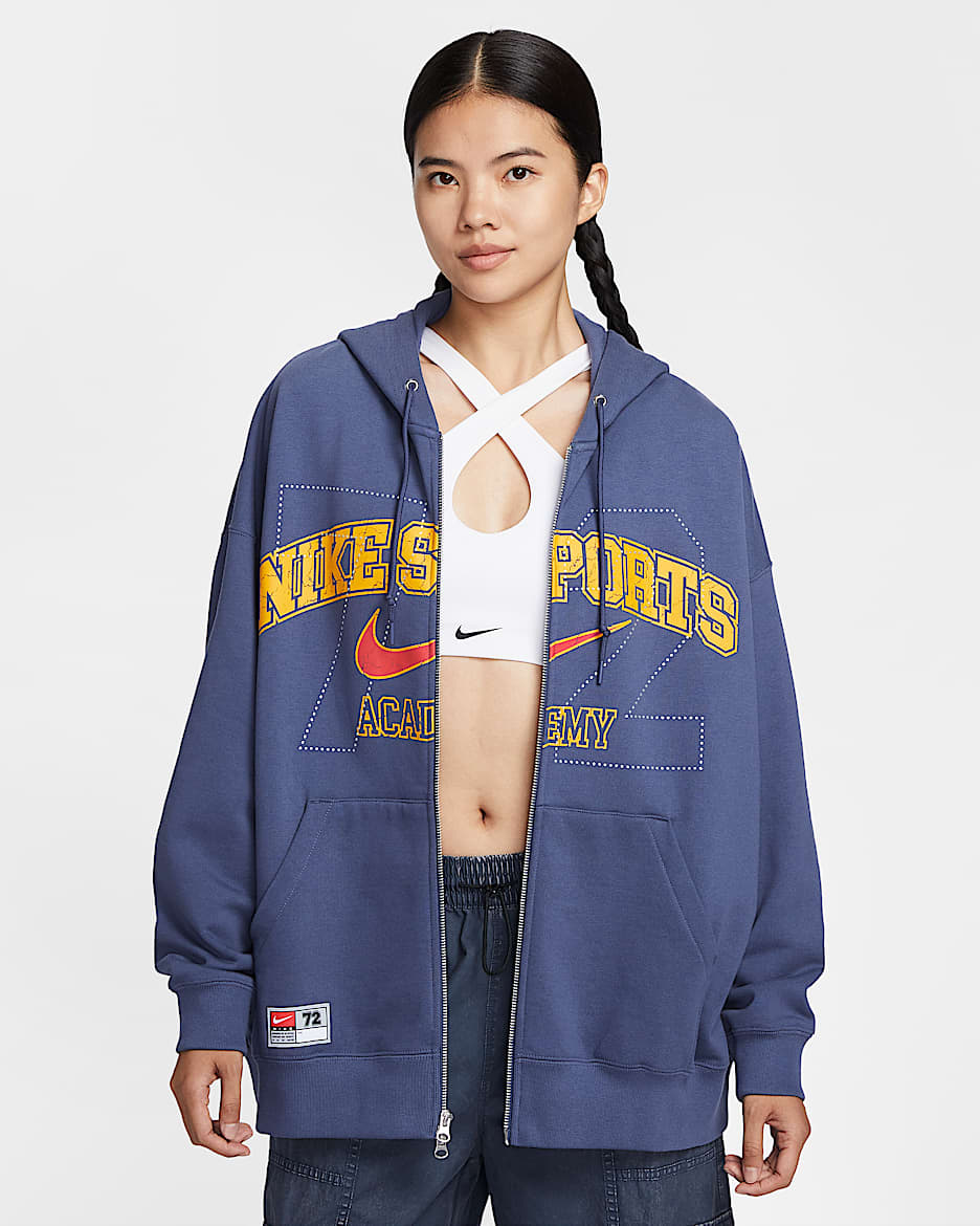 Nike Sportswear 女子 Oversize 风针织全长拉链开襟连帽衫 - 沙紫