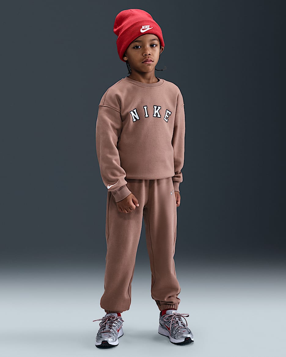 Nike Cozy 幼童加绒圆领上衣和长裤套装 - 沙漠黄