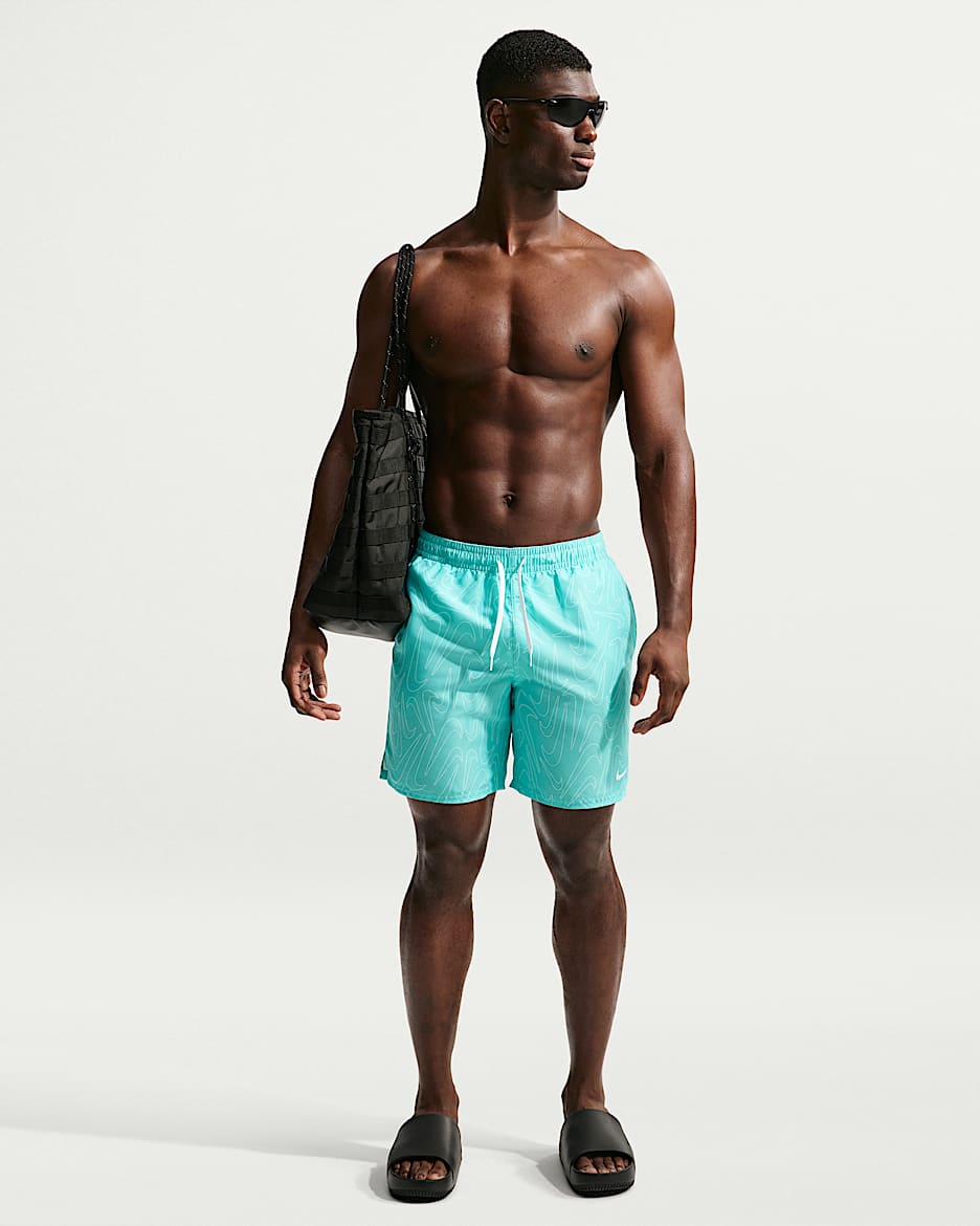 Nike Swim Breaker 男子沙滩短裤（含衬裤） - 漂白宝石绿/漂白宝石绿/白色/白色