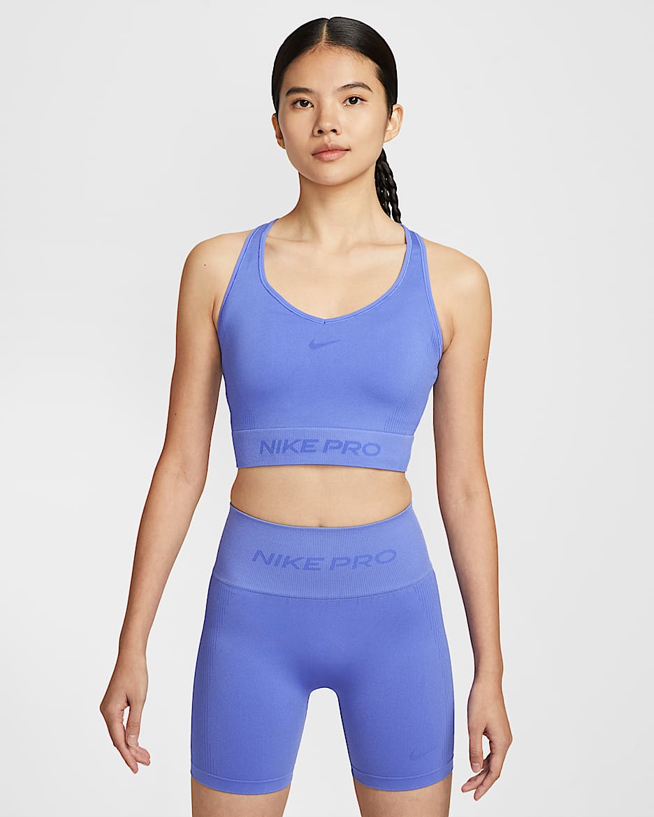 Nike Pro Dri-FIT 女子速干紧身训练短款背心 - 宝石蓝