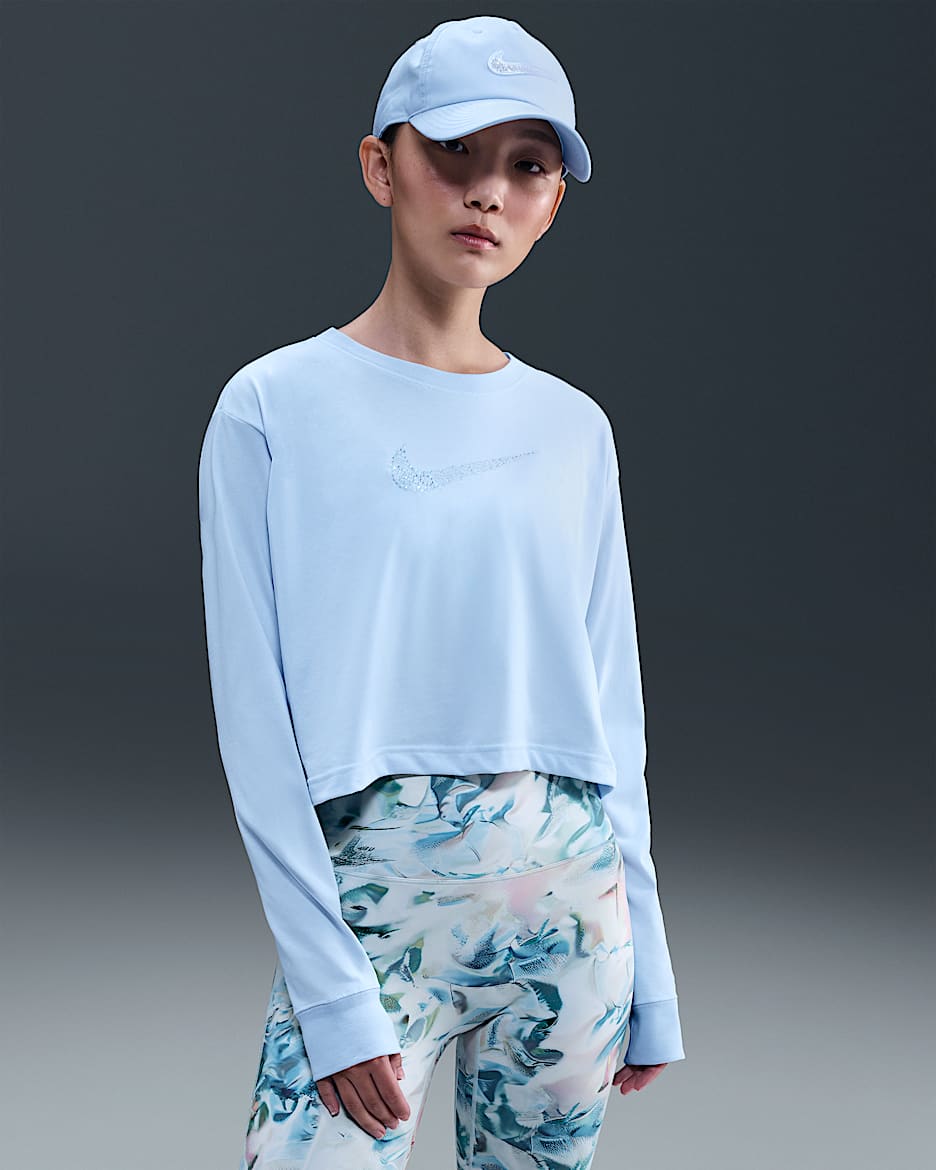 Nike Women's Artist Collection Dri-FIT 耐克女性艺术家系列李宛妲Vanda同款女子速干短款长袖T恤 - 紫蓝