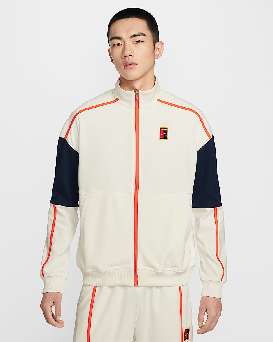 NikeCourt Heritage 男子薄绒网球夹克 - 帆白/草皮橙