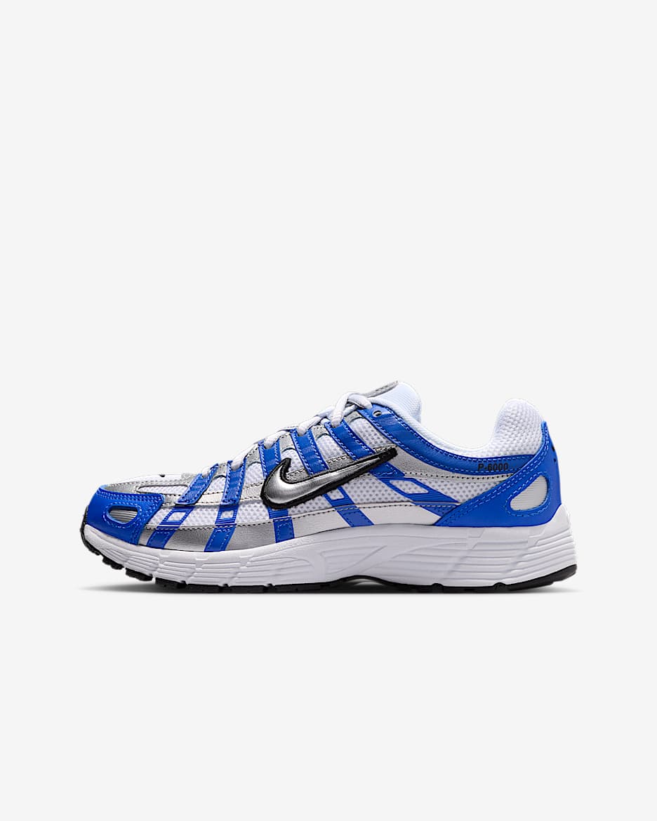 Nike P-6000 复古跑鞋风大童运动鞋 - 赛车蓝/金属银/白色/金属银