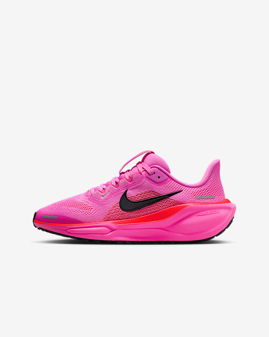 Nike Pegasus 41 耐克小飞马大童体考公路跑步鞋 - 俏皮粉/透明粉/亮深红/灰黑