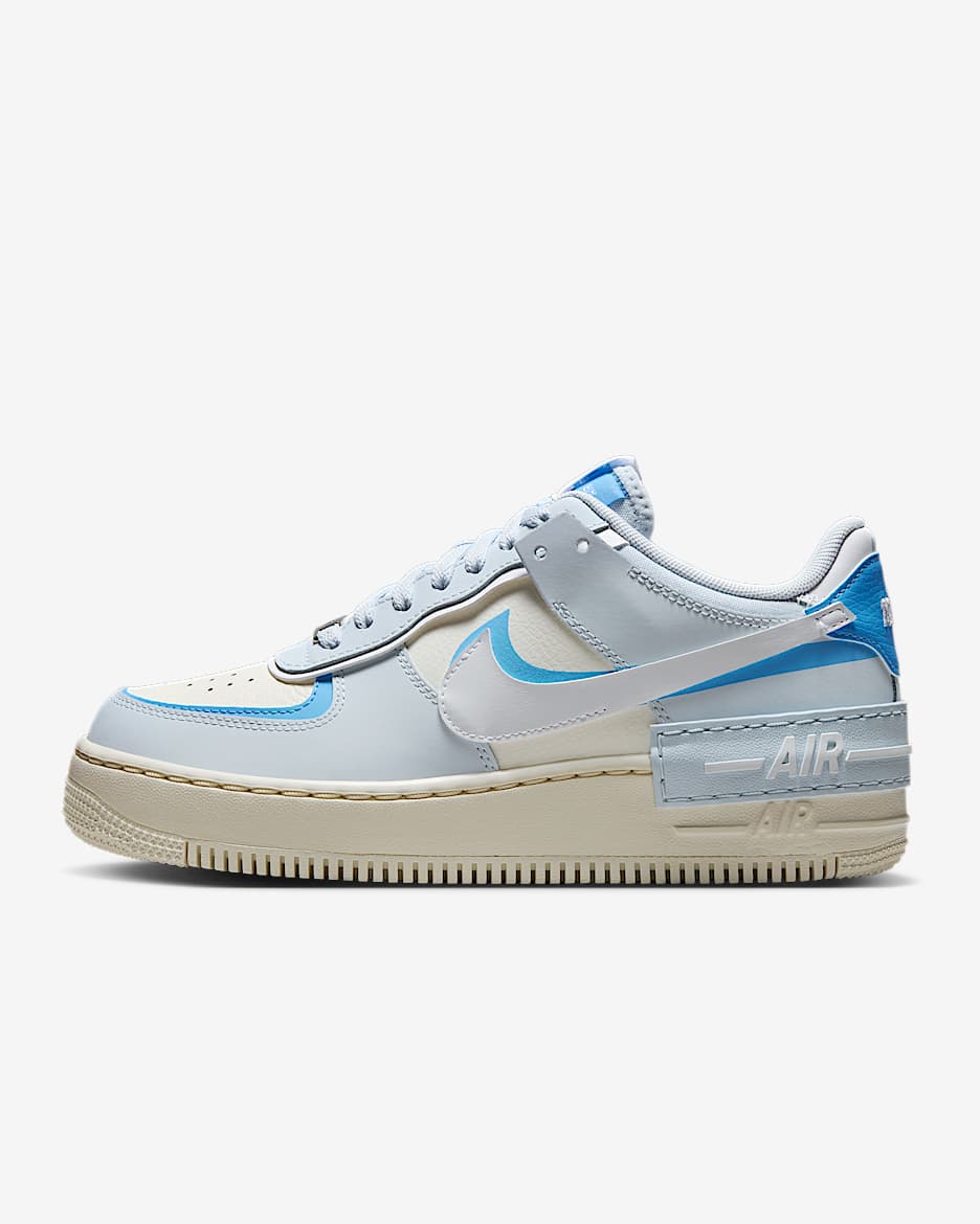 Nike Air Force 1 Shadow 女子空军一号厚底运动鞋 - 紫蓝/大学蓝/帆白/白色