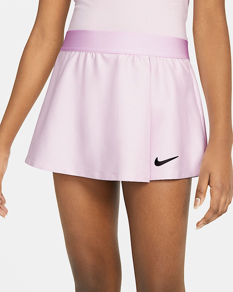 NikeCourt Dri-FIT Victory 大童（女孩）速干网球半身裙 - 帝王粉/黑
