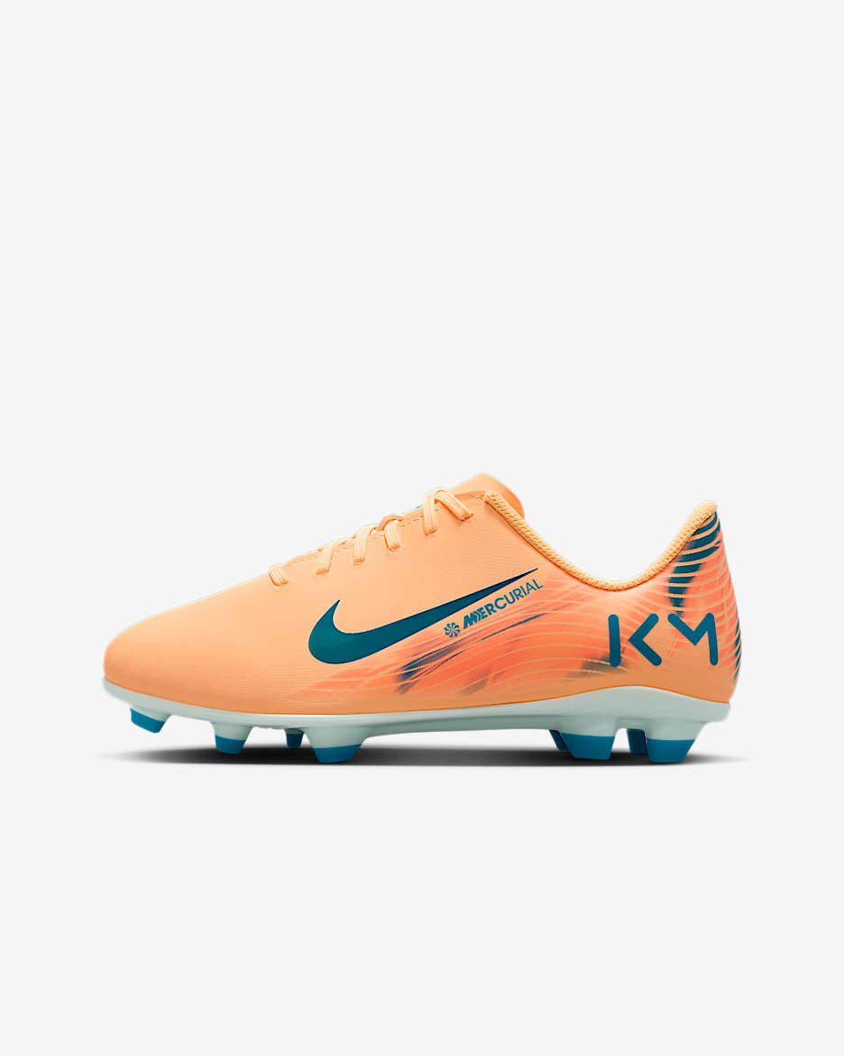 Nike Jr. Mercurial Vapor 16 Club "Kylian Mbappé" 耐克刺客系列大童多种场地足球童鞋 - 浅甜瓜橙/伊格鲁蓝/孔雀蓝
