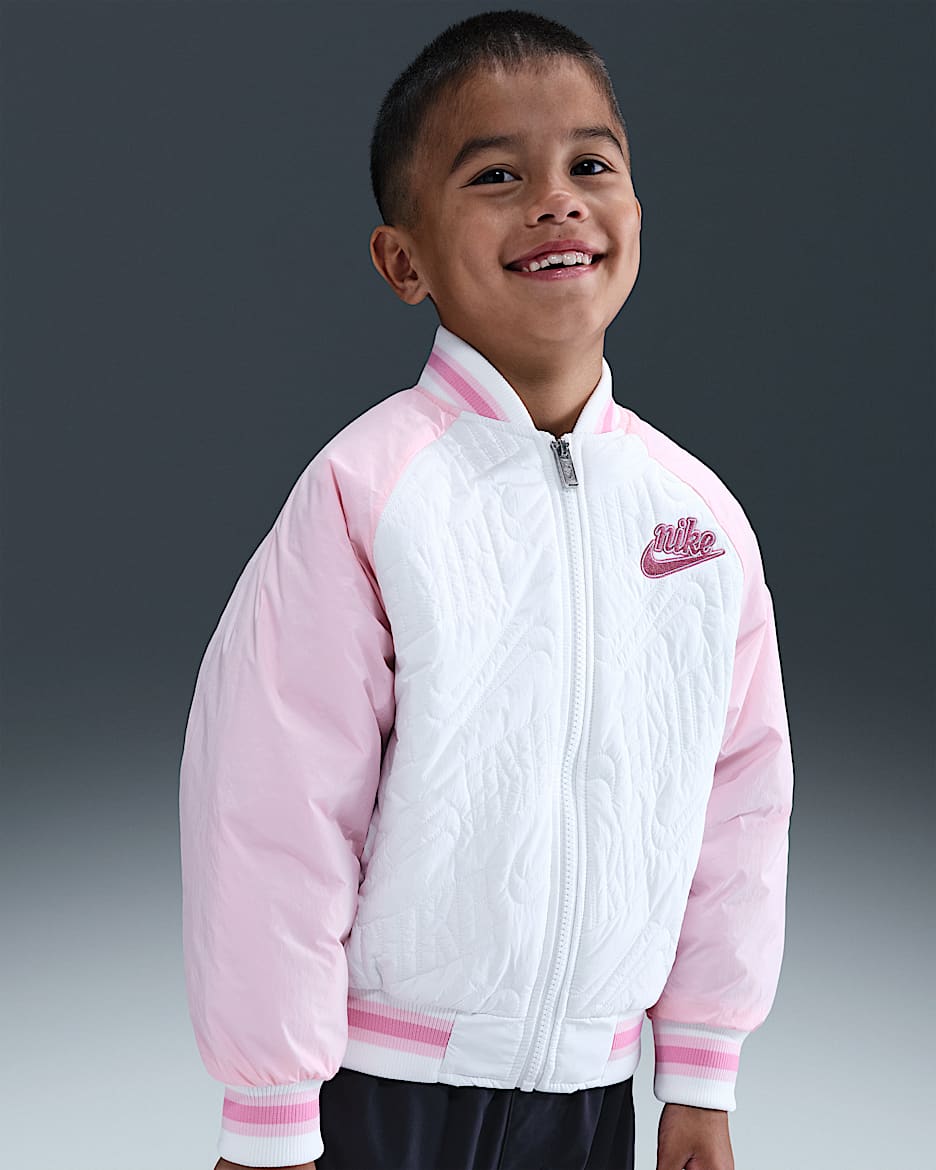 Nike 幼童校园风绗缝夹克 - 帆白