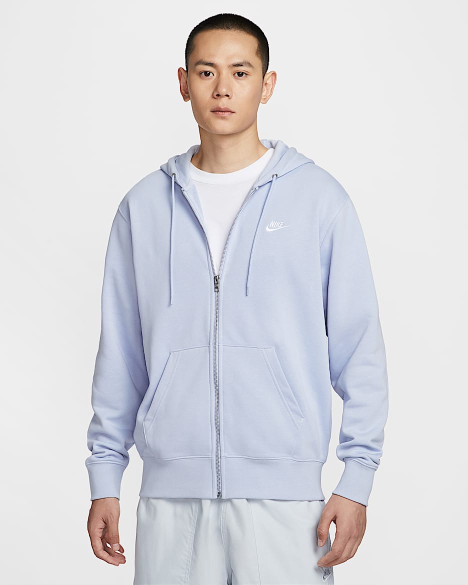 Nike Club 男子全长拉链开襟法式毛圈连帽衫 - 幻影/幻影/白色