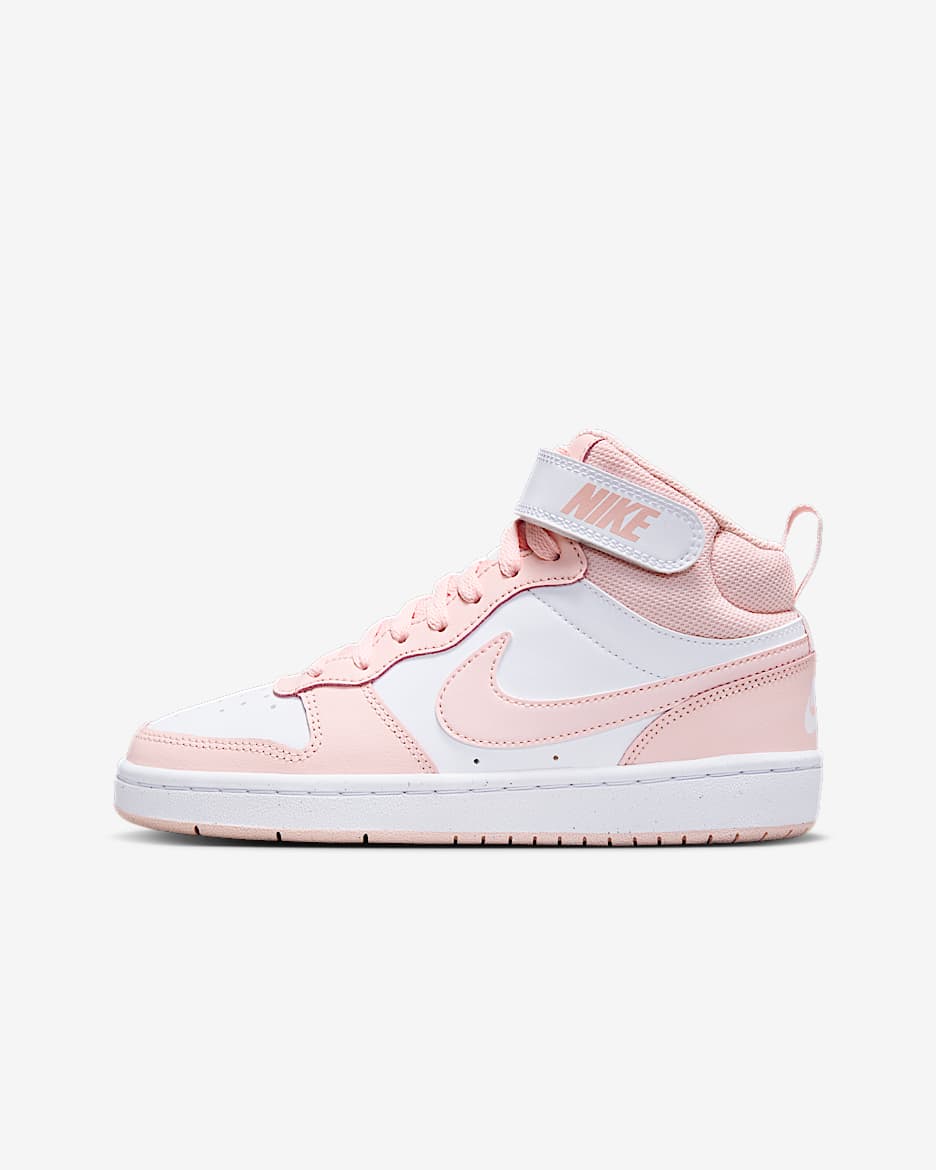 Nike Court Borough Mid 2 耐克酷菠萝大童运动鞋 - 白色/回声粉