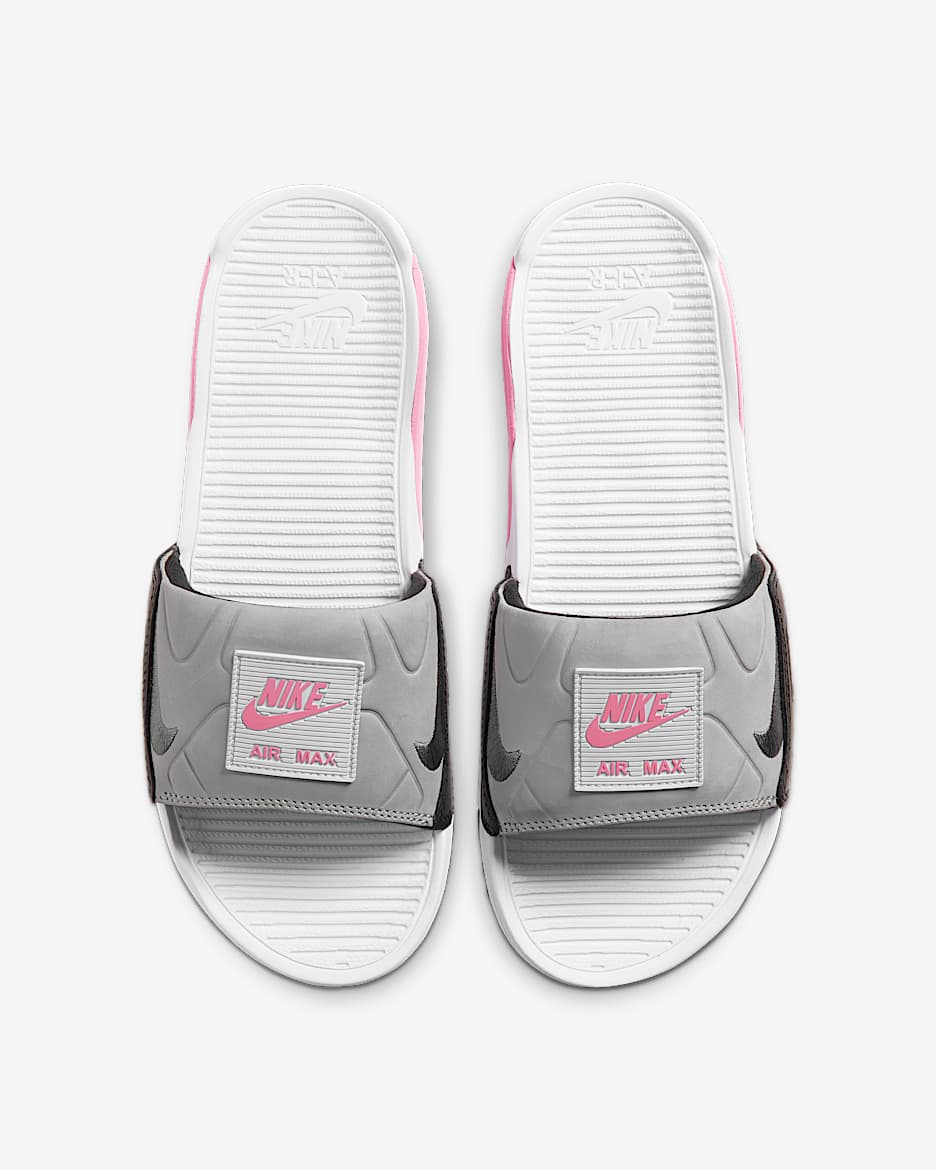 Nike Air Max 90 Slide 女子拖鞋 - 白色/玫瑰红/浅烟灰/烟灰