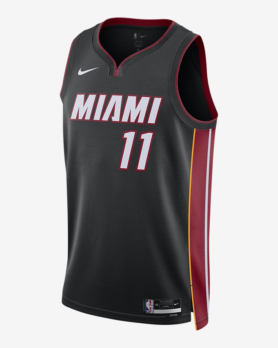 迈阿密热火队 Icon Edition Nike Dri-FIT NBA Swingman Jersey 男子透气速干球衣 - 黑