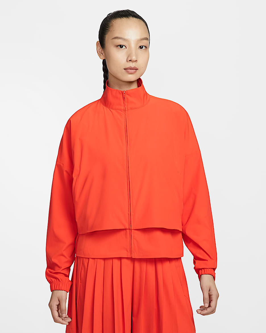 Nike 24.7 PerfectStretch Dri-FIT 女子 Oversize 风速干全长拉链开襟夹克 - 热情红/神秘红