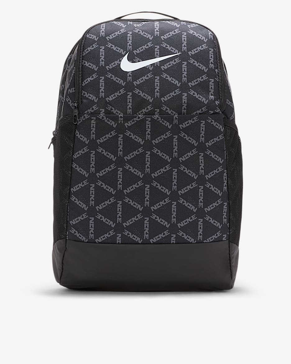Nike Brasilia 印花训练双肩包 - 黑/黑/白色