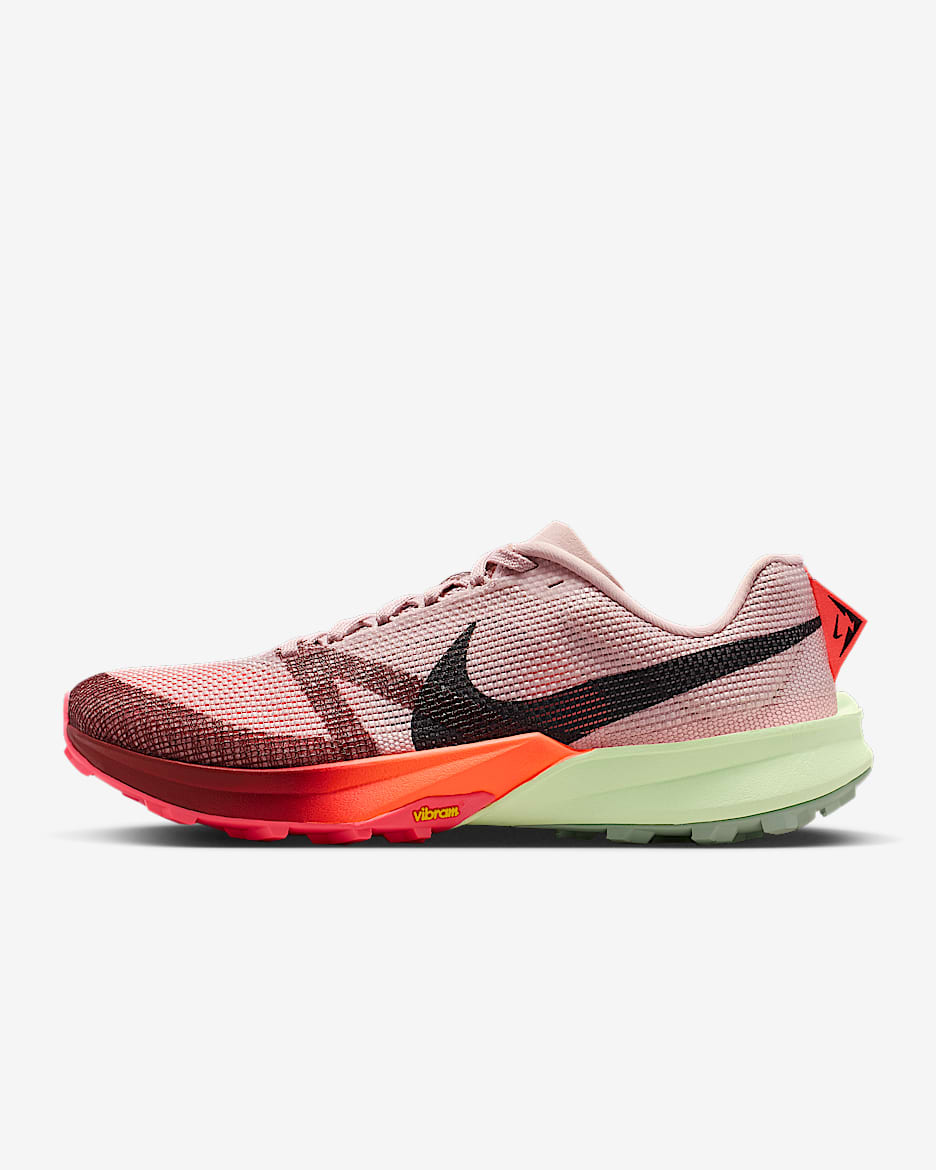 Nike Kiger 10 男子越野跑步鞋 - 砂岩灰粉/浅荧光黄/火山岩红/暗调勃艮第酒红
