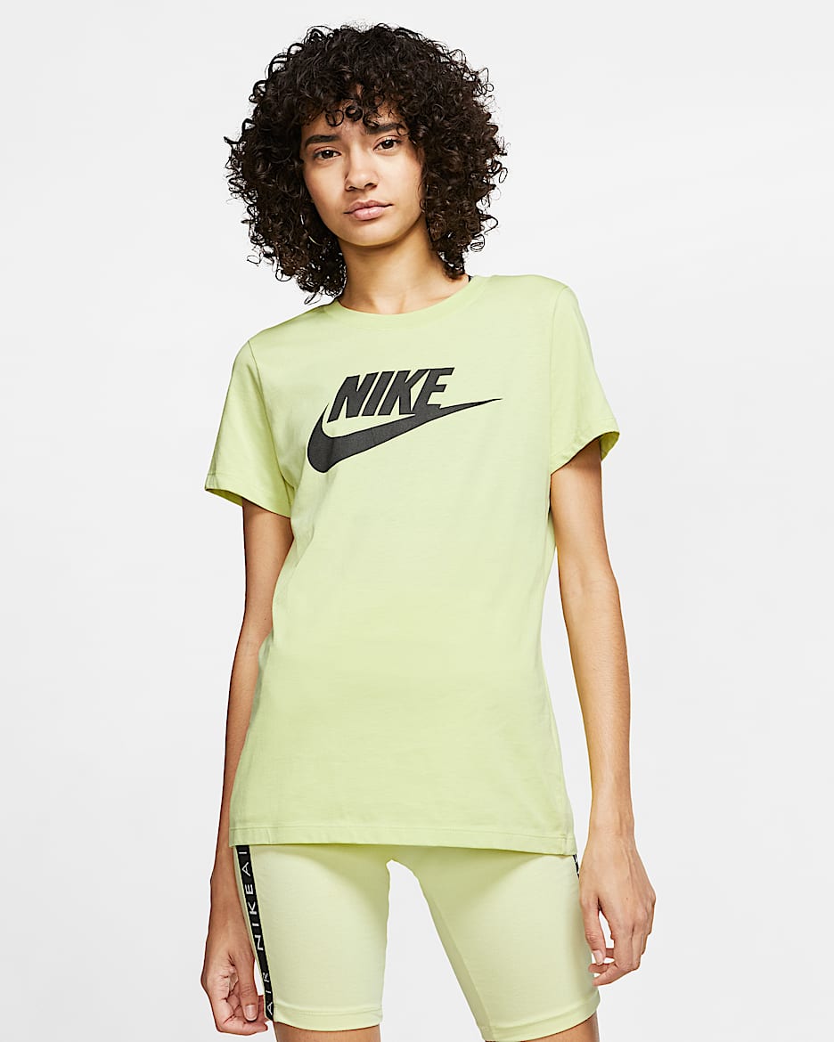 Nike Sportswear Essential 女子休闲舒适纯棉T恤 - 亮石灰色/黑