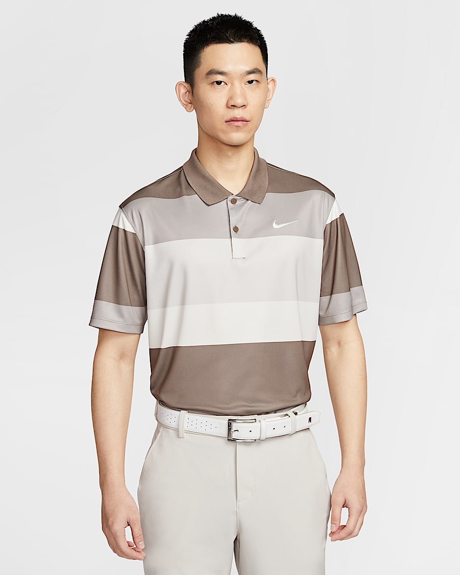 Nike Victory+ Dri-FIT 男子速干高尔夫翻领T恤 - 貂棕/淡象牙白