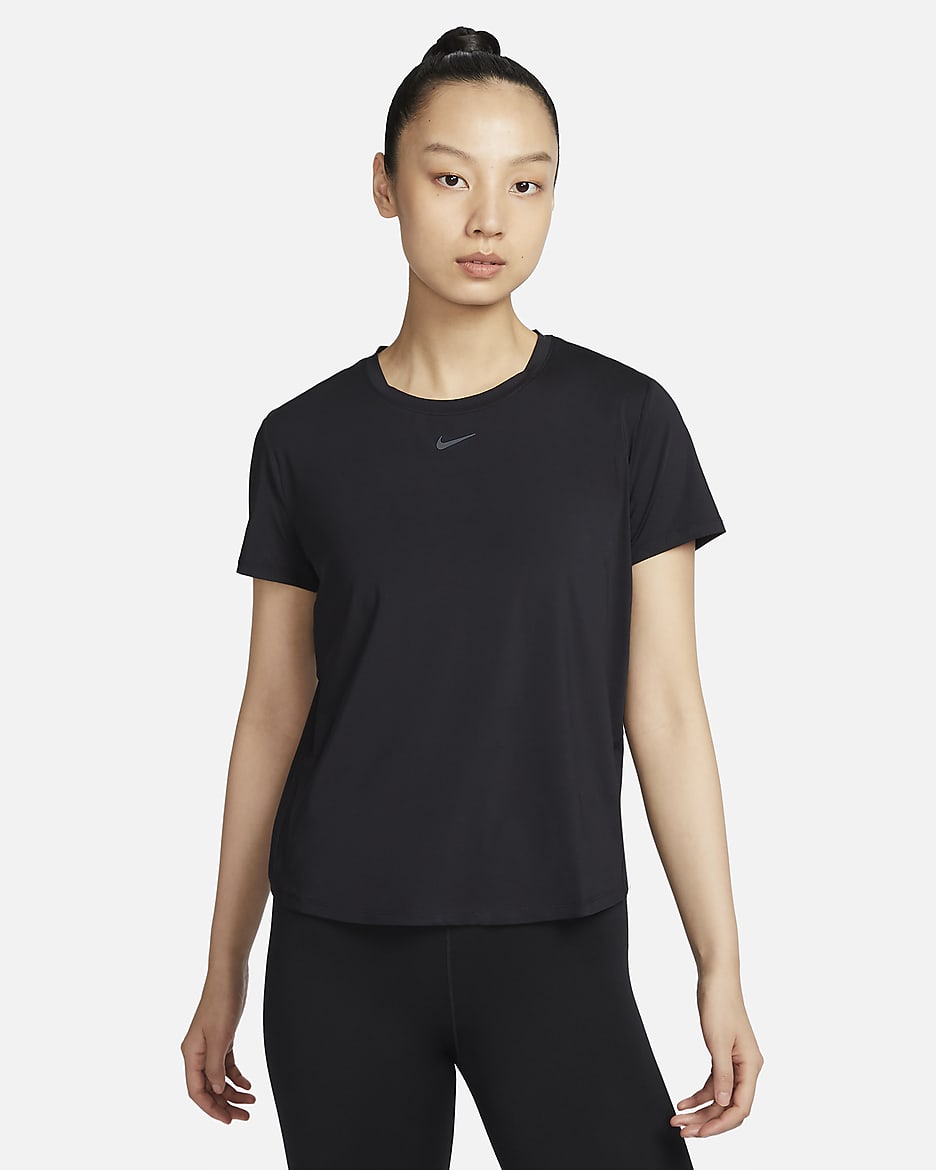 Nike One Classic Dri-FIT 女子透气速干经典款短袖上衣 - 黑/黑