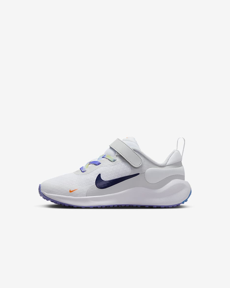 Nike Revolution 7 Next Nature SE 幼童运动鞋 - 白色/尘光子色/蒸气绿/深藏青