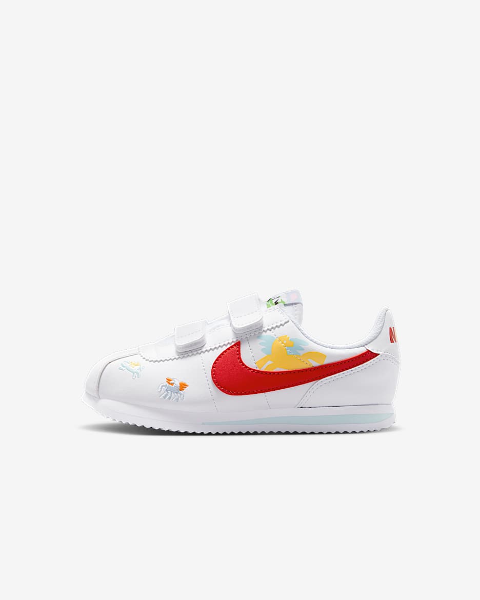 Nike Cortez 马年限定脱缰系列新年款幼童运动鞋 - 白色/白色/典雅托帕石色/大学红