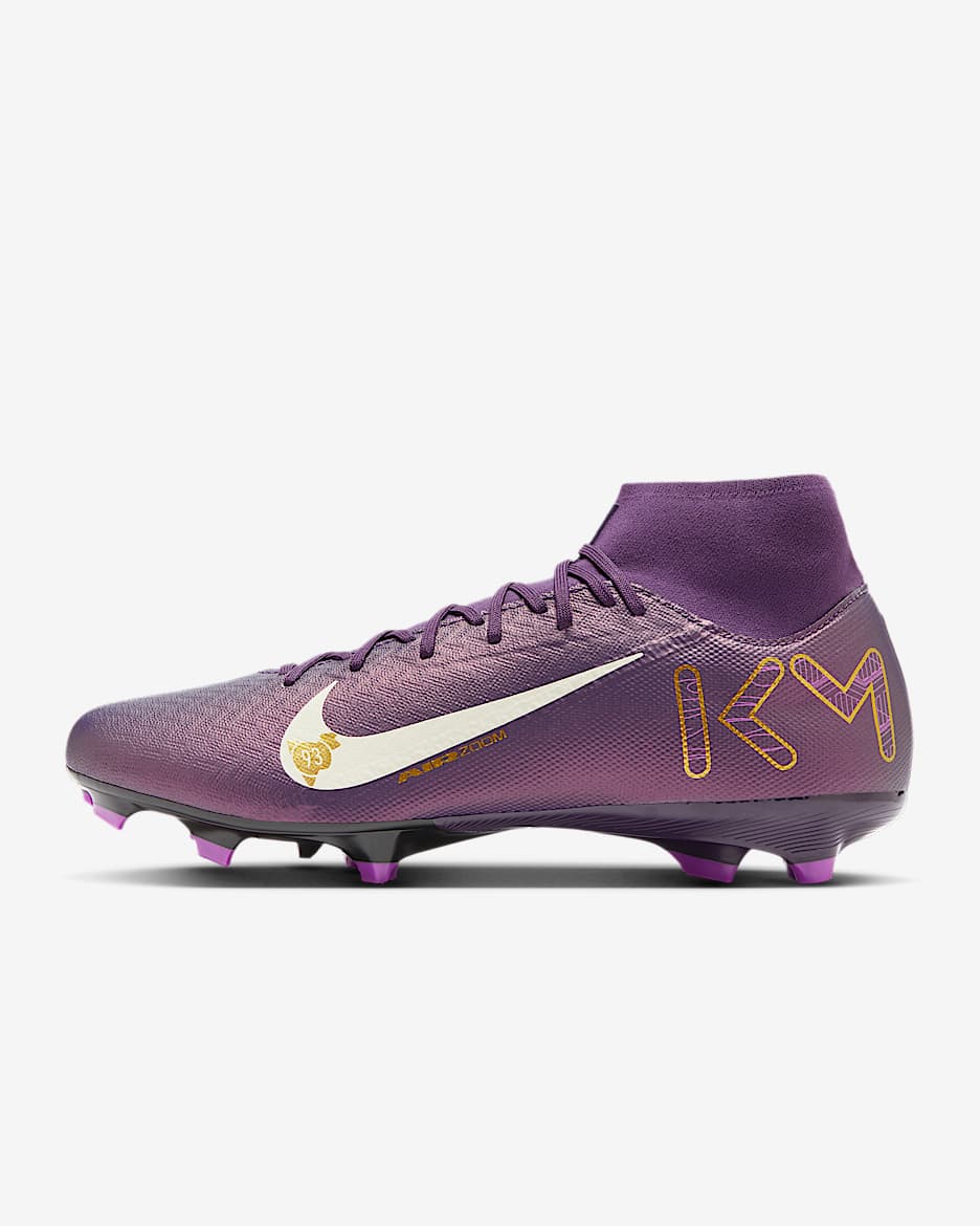 Nike Mercurial Superfly 10 Academy "Kylian Mbappé" 耐克刺客系列姆巴佩男/女多种场地高帮足球鞋 - 华丽紫/淡象牙白