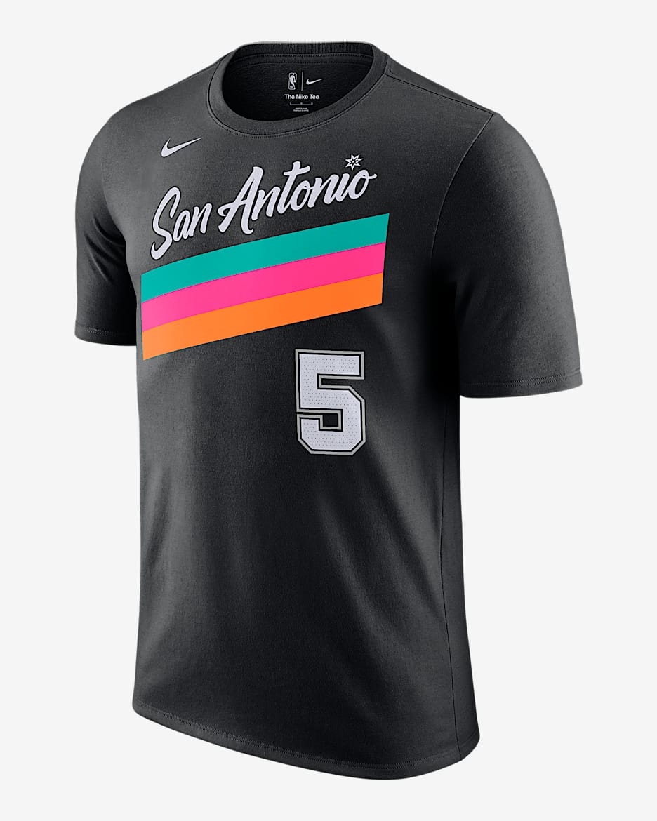 圣安东尼奥马刺队 Essentials City Edition Nike NBA 男子短袖T恤 - 黑