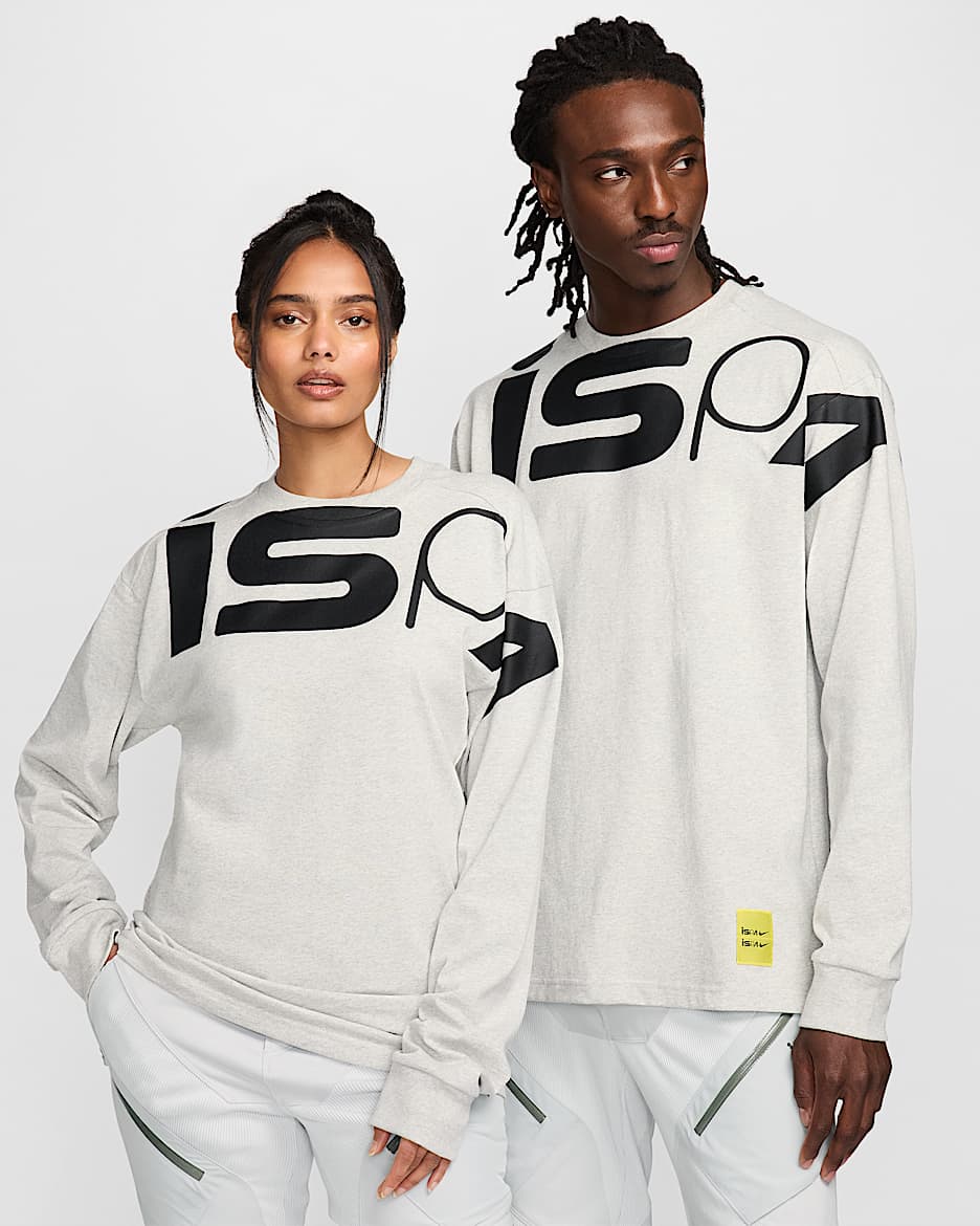 Nike ISPA 男/女长袖上衣 - 麻灰/黑