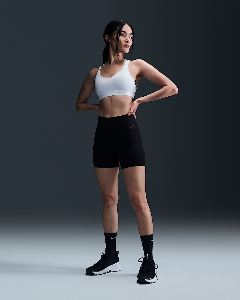 Nike Zenvy 女子低强度包覆速干柔软高腰三分骑行短裤 - 黑/黑