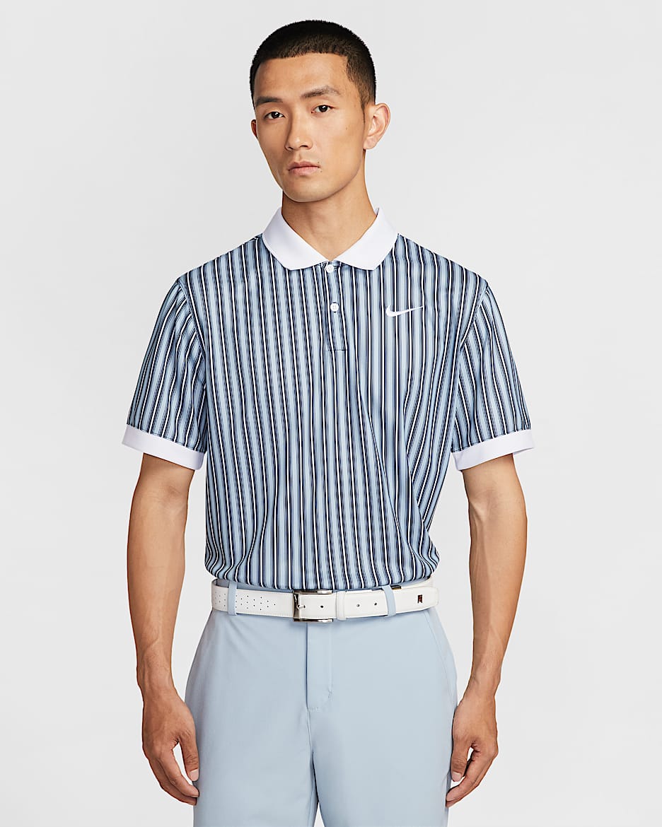 Nike Victory+ Dri-FIT 男子速干高尔夫翻领T恤 - 浅军械蓝/白色/白色