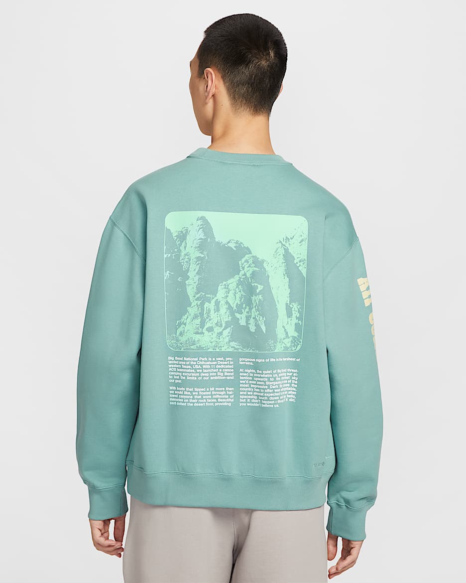 Nike ACG "Tuff Fleece" 男子拒水加绒圆领上衣 - 加农绿