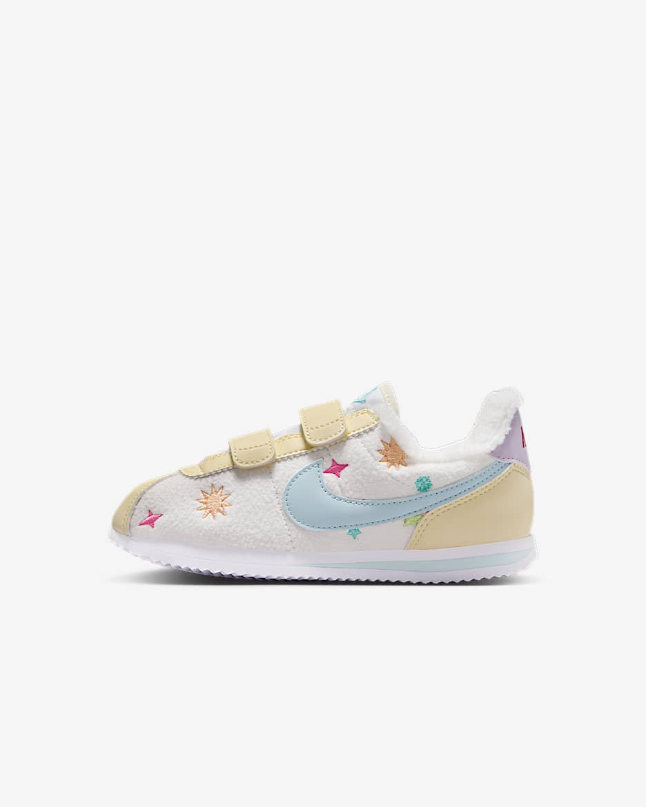 Nike Cortez Basic SL 幼童运动鞋 - 帆白/白色/粉紫/冰川蓝