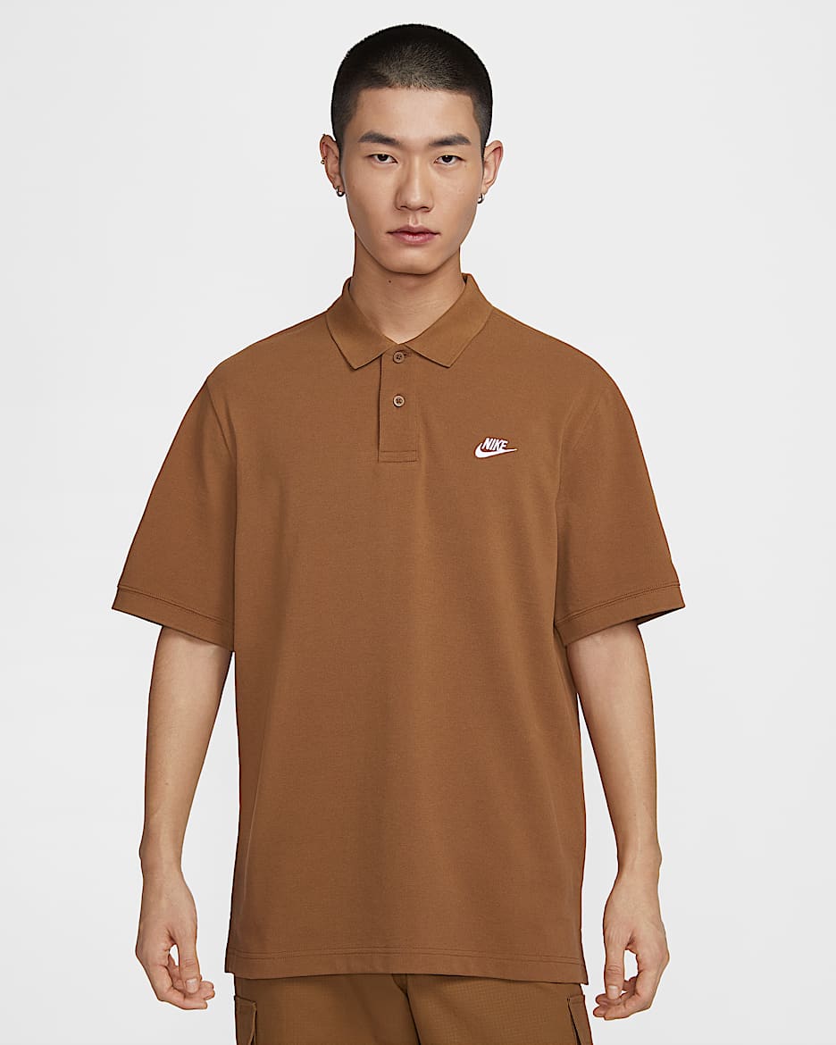 Nike Club 男子宽松版型短袖翻领T恤 - 浅英国褐/白色