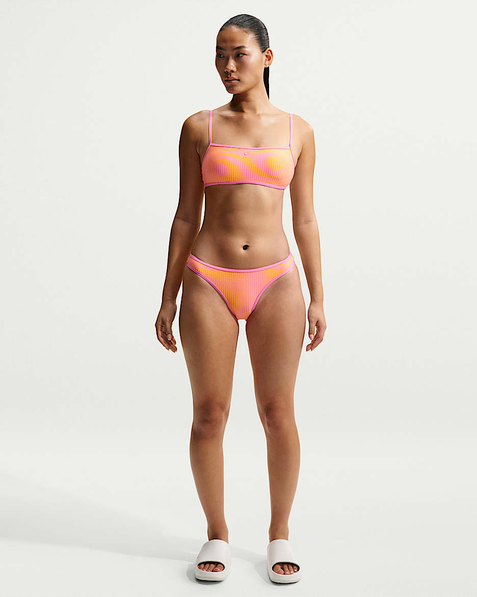 Nike Swim 女子波纹纹理低腰比基尼泳裤 - 霞光粉/霞光粉