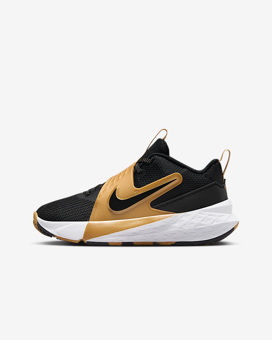 Nike Team Hustle D 12 大童篮球鞋 - 黑/金属色/白色/黑