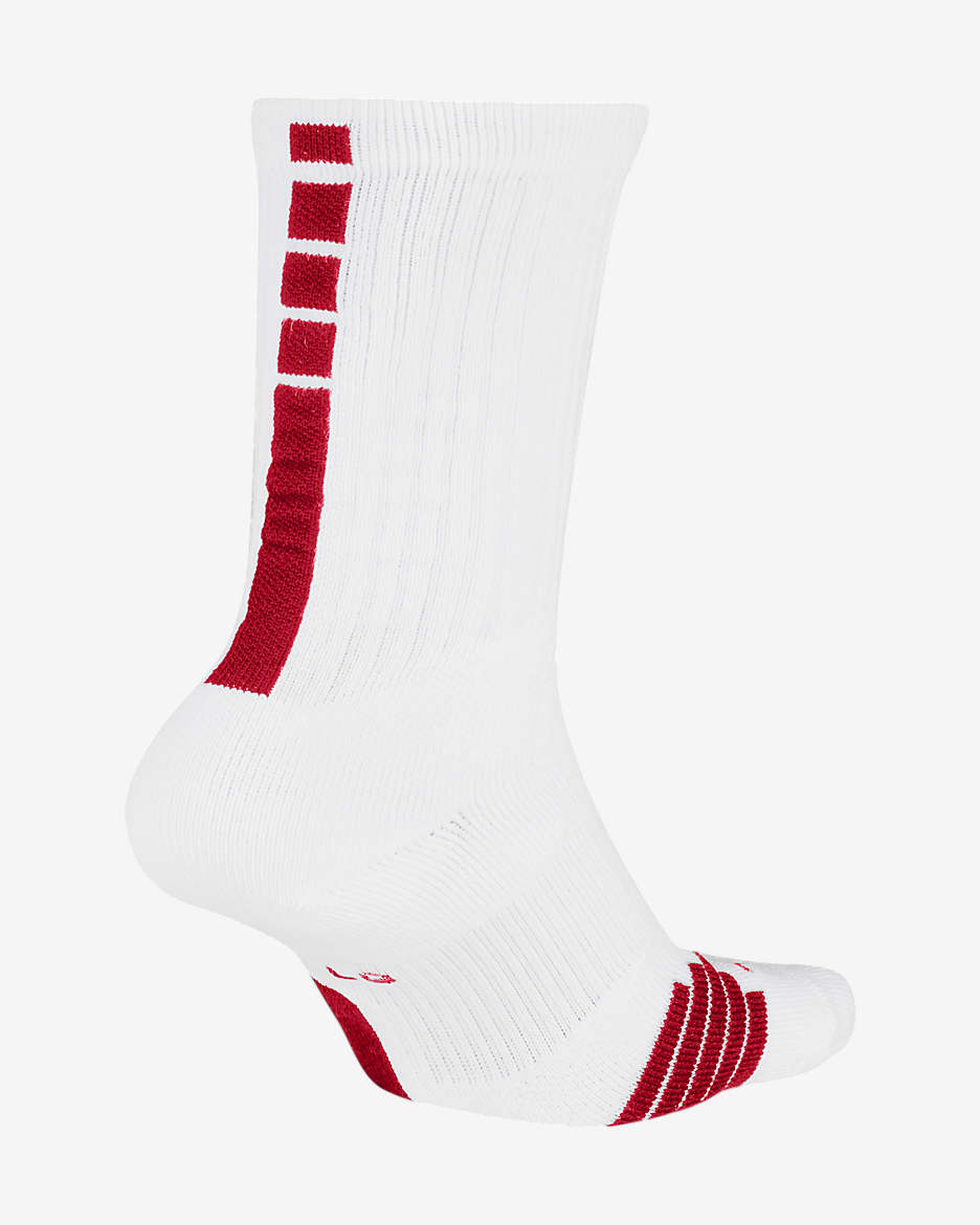 Nike Elite 速干中筒篮球袜（1 双） - 白色/大学红/大学红