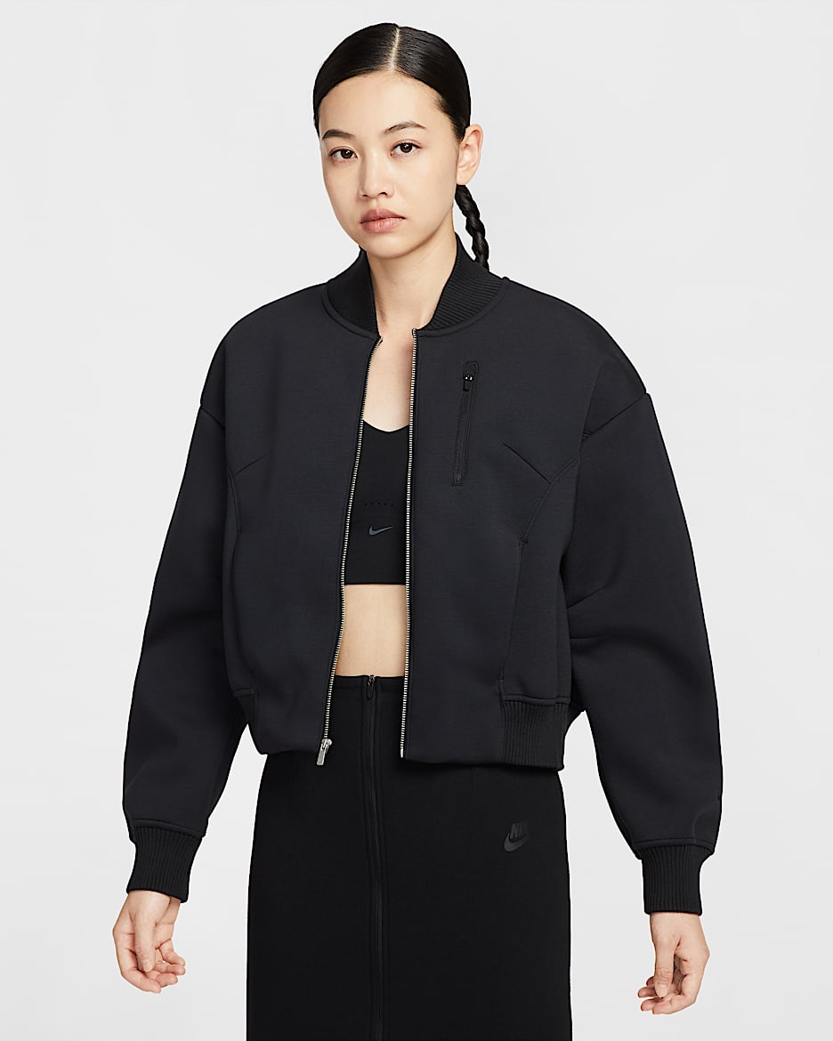 Nike Sportswear Modern Fleece Destroyer 女子 Oversize 风夹克 - 黑/煤黑