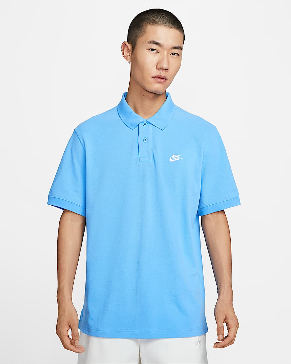 Nike Club 男子宽松版型短袖翻领T恤 - 大学蓝/白色