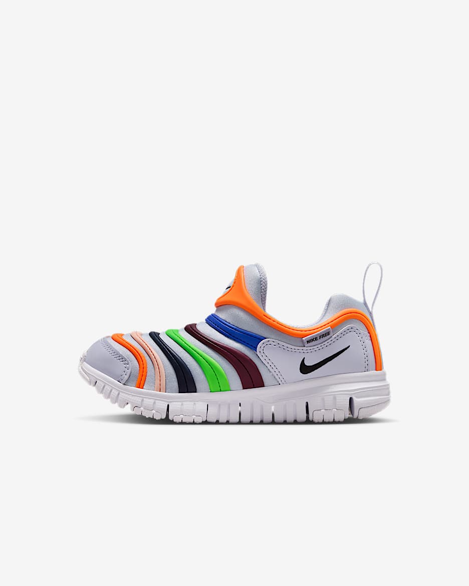 Nike Dynamo Free 耐克毛毛虫幼童一脚蹬易穿脱运动鞋 - 幻影/荷兰橙/赛车蓝/黑