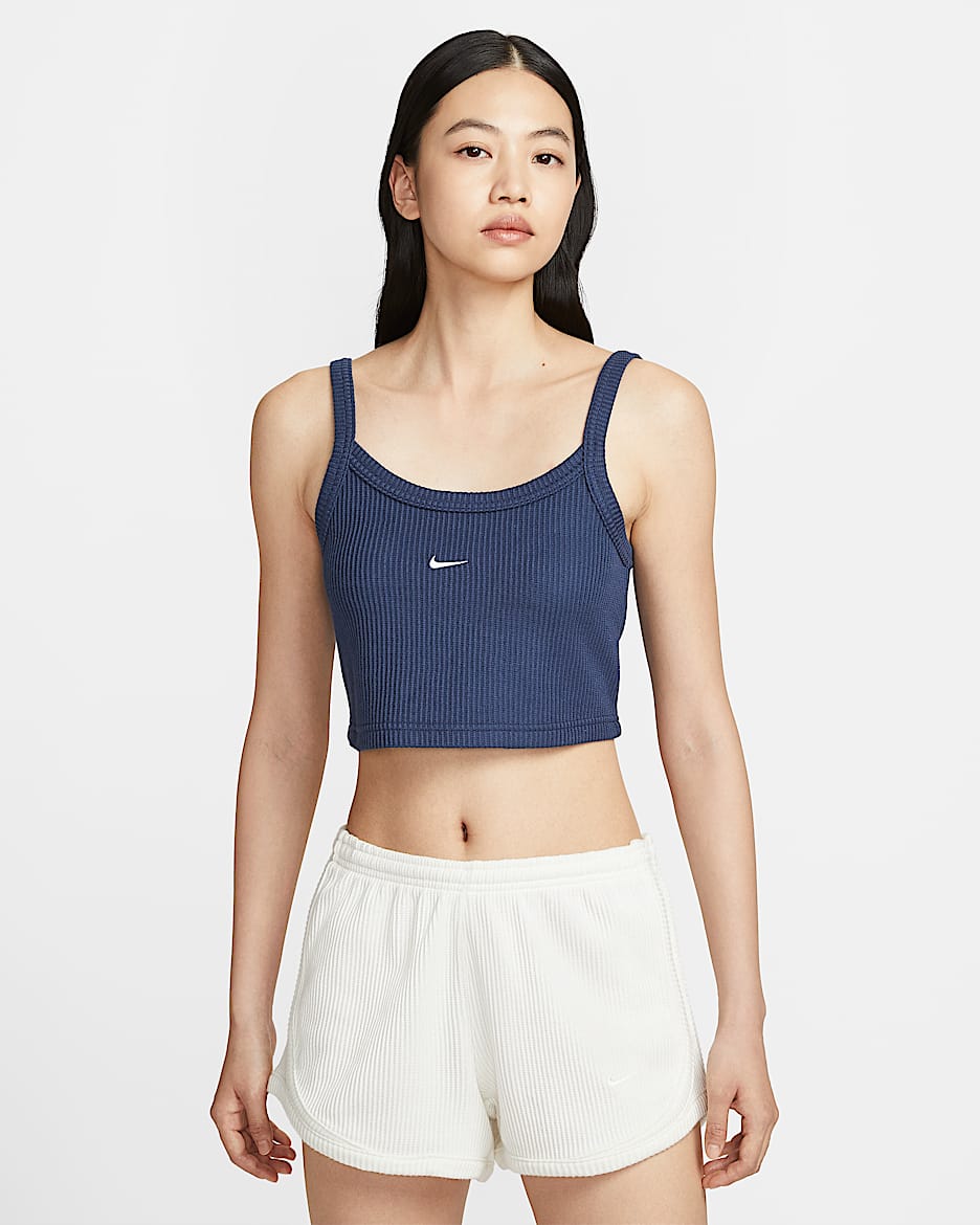 Nike Sportswear Chill Waffle 女子短款背心 - 深藏青/帆白