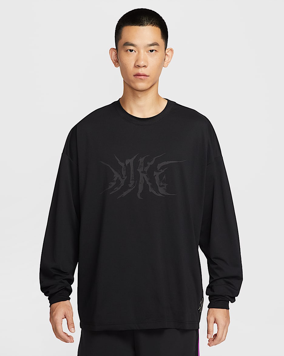 Nike Street Dri-FIT 男子速干篮球长袖上衣 - 黑/煤黑