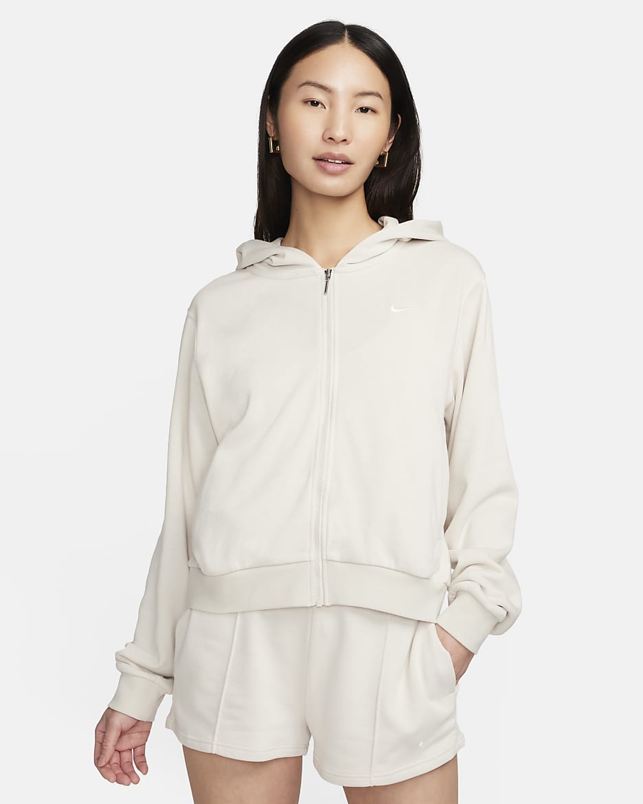 Nike Sportswear Chill Terry 女子宽松全长拉链开襟法式毛圈连帽衫 - 浅土褐/帆白