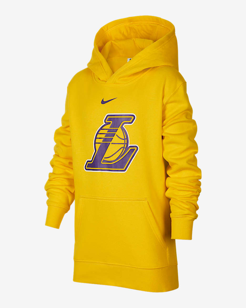 洛杉矶湖人队 Club Fleece Nike NBA 大童（男孩）加绒套头连帽衫 - 阿马里洛黄